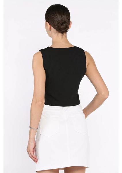 Kadın Ön Bağlamalı Astarlı Keten Yelek P-00017577 fırsatları