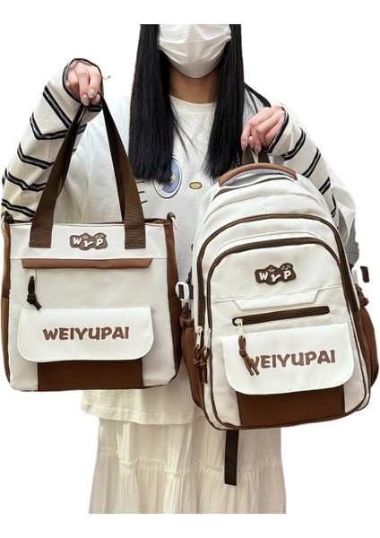 Öğrenci Okul Çantası Iki Set Iki Omuz Çantası Moda El Çantası (Yurt Dışından)