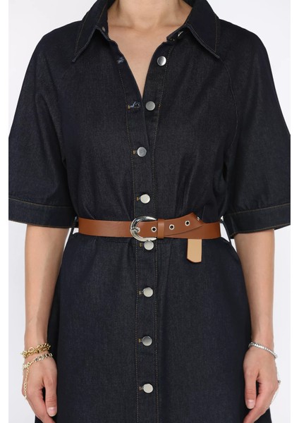 Kadın Kemerli Jean Kot Elbise P-00017586 fırsatları