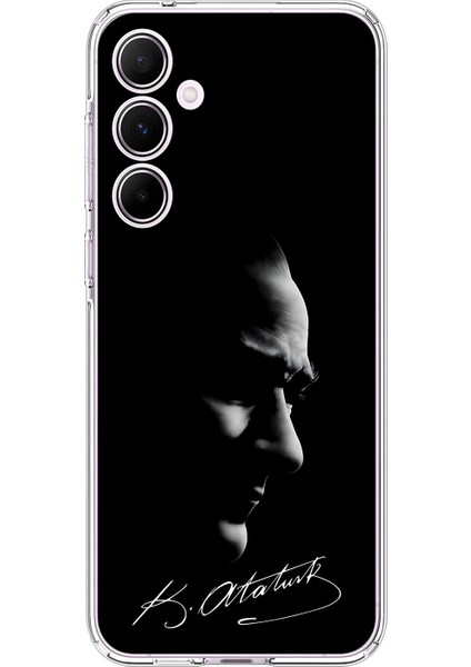 Samsung Galaxy A55 Uyumlu Şeffaf Kılıf Atatürk 1 Tasarımlı