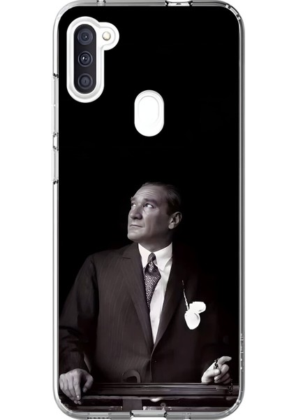 Samsung Galaxy A11 Uyumlu Şeffaf Kılıf Atatürk 3 Tasarımlı