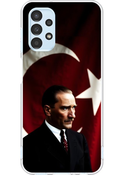 Samsung Galaxy A13 Uyumlu Şeffaf Kılıf Atatürk 4 Tasarımlı