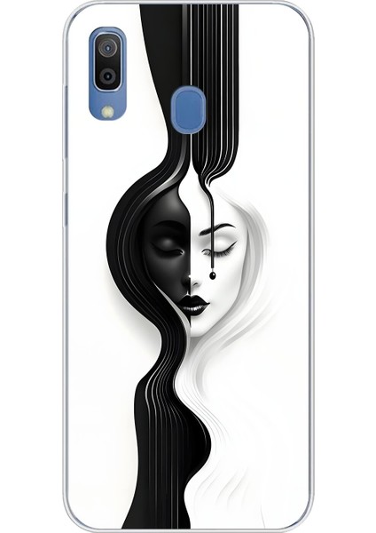 Samsung Galaxy A20 Uyumlu Şeffaf Kılıf Estetik Yüz 3 Tasarımlı