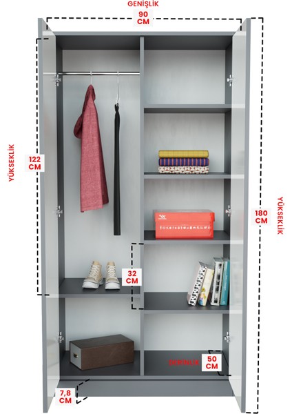 Bay Zürafa Design "calista" Gardırop 5 Raflı Askılı Çocuk Odasi Elbise Dolabı indirimleri