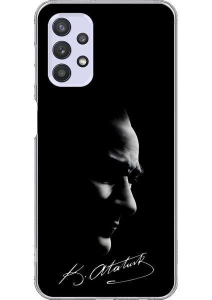 Samsung Galaxy A32 Uyumlu Şeffaf Kılıf Atatürk 1 Tasarımlı