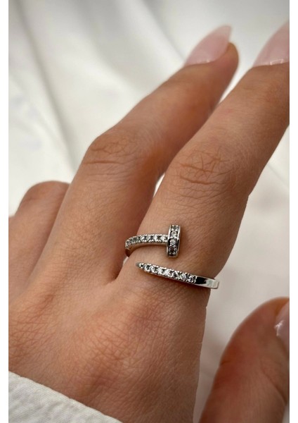 Yeni Sezon Zirkon Taşlı Çivi Model Ayarlanabilir Kadın Yüzük