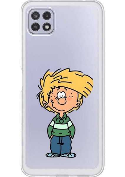Samsung Galaxy A22 Uyumlu Şeffaf Kılıf Cartoon 2 Tasarımlı