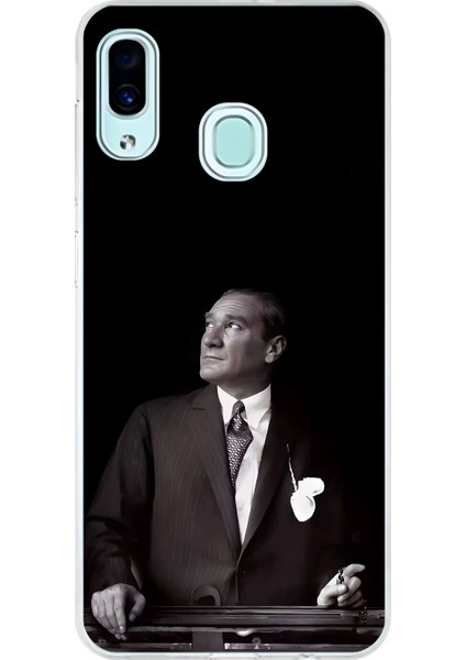 Samsung Galaxy A30 Uyumlu Şeffaf Kılıf Atatürk 3 Tasarımlı