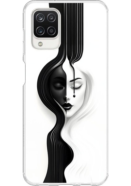 Samsung Galaxy A12 Uyumlu Şeffaf Kılıf Estetik Yüz 3 Tasarımlı