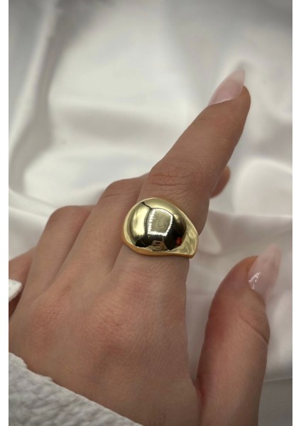 Yeni Sezon Nokta Tasarım Bombeli Cilalı Model Ayarlanabilir Kadın Çelik Yüzük