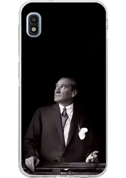 Samsung Galaxy A10 Uyumlu Şeffaf Kılıf Atatürk 3 Tasarımlı