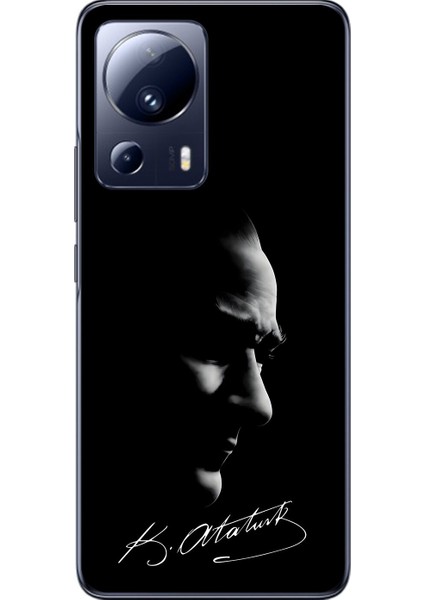 Xiaomi Mi 13 Lite Uyumlu Şeffaf Kılıf Atatürk 1 Tasarımlı