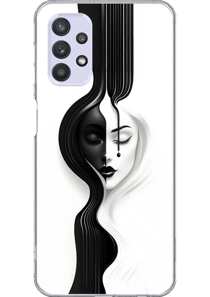 Samsung Galaxy A32 Uyumlu Şeffaf Kılıf Estetik Yüz 3 Tasarımlı