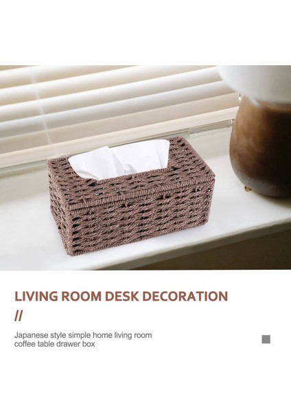 Rattan Mendil Kutusu, Vintage Peçetelik, Kasa Dağınıklığı Saklama Kabı Kapağı, Oturma Odası Masası Dekorasyonu (Kahve) (Yurt Dışından)
