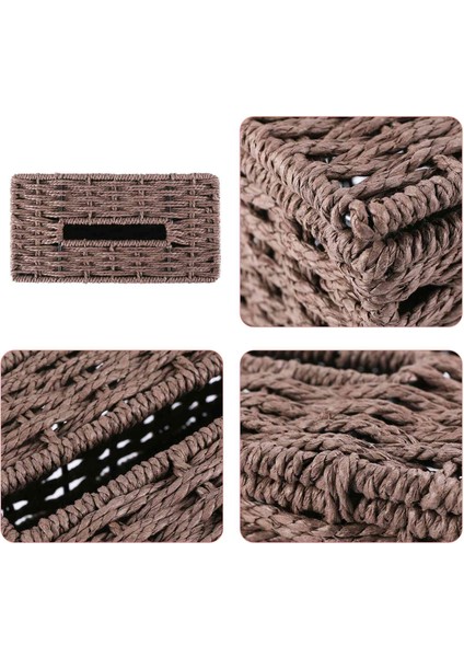 Rattan Mendil Kutusu, Vintage Peçetelik, Kasa Dağınıklığı Saklama Kabı Kapağı, Oturma Odası Masası Dekorasyonu (Kahve) (Yurt Dışından)