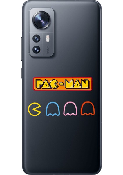 Xiaomi Mi 12 Uyumlu Şeffaf Kılıf 1 Pac-Man Tasarımlı
