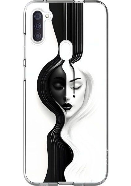 Samsung Galaxy A11 Uyumlu Şeffaf Kılıf Estetik Yüz 3 Tasarımlı