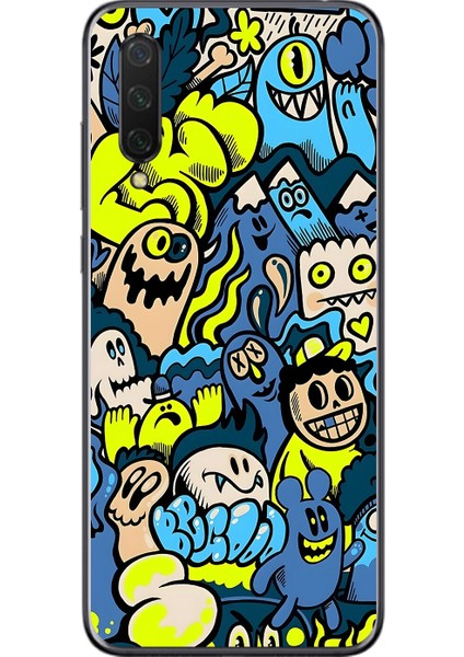 Xiaomi Mi 9 Lite Uyumlu Şeffaf Kılıf Graffiti 11 Tasarımlı
