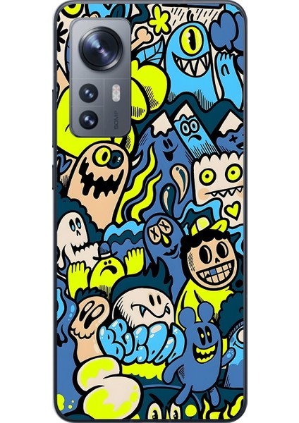 Xiaomi Mi 12 Pro Uyumlu Şeffaf Kılıf Graffiti 11 Tasarımlı