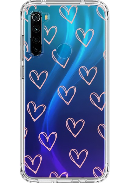 Xiaomi Redmi Note 8 Uyumlu Şeffaf Kılıf Şeffaf Kalp 2 Tasarımlı