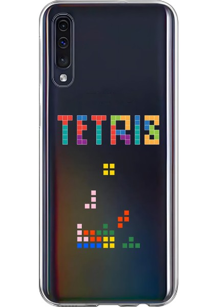 Samsung Galaxy A70 Uyumlu Şeffaf Kılıf 3 Tetris Tasarımlı