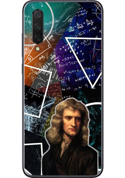 Xiaomi Mi 9 Lite Uyumlu Şeffaf Kılıf Isaac Newton Tasarımlı