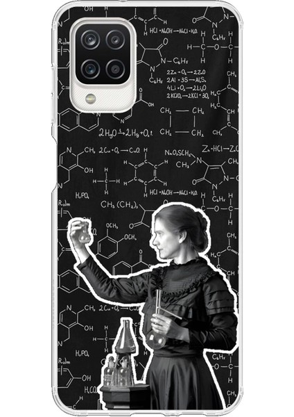 Samsung Galaxy A12 Uyumlu Şeffaf Kılıf Marie Curie Tasarımlı