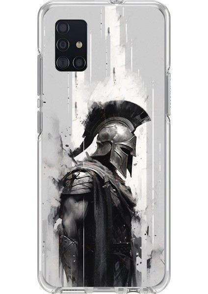 Samsung Galaxy A51 Uyumlu Şeffaf Kılıf Spartan 2 Tasarımlı