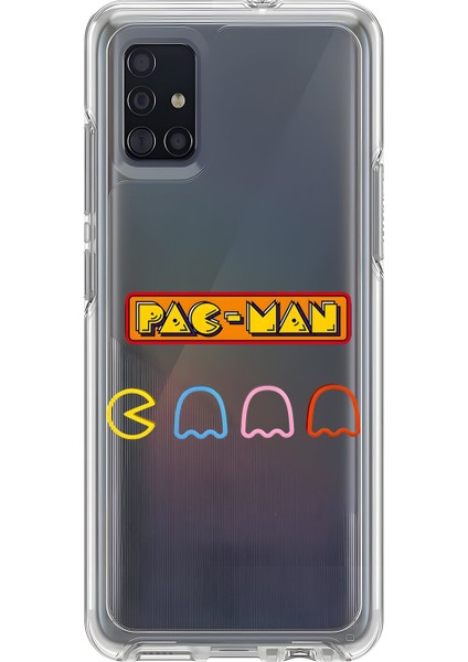 Samsung Galaxy A51 Uyumlu Şeffaf Kılıf 1 Pac-Man Tasarımlı