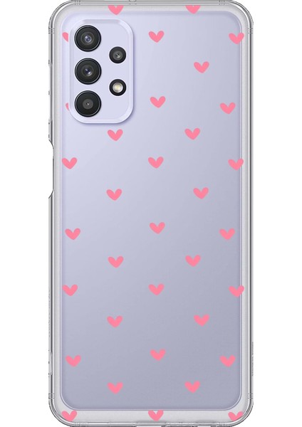 Samsung Galaxy A32 Uyumlu Şeffaf Kılıf Şeffaf Kalp 1 Tasarımlı