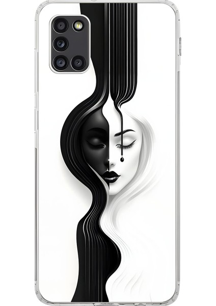 Samsung Galaxy A31 Uyumlu Şeffaf Kılıf Estetik Yüz 3 Tasarımlı