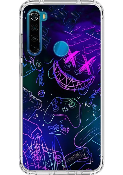 Xiaomi Redmi Note 8 Uyumlu Şeffaf Kılıf Graffiti 4 Tasarımlı
