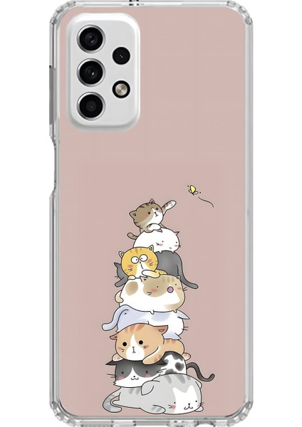 Samsung Galaxy A33 Uyumlu Şeffaf Kılıf Kedişler 1 Tasarımlı