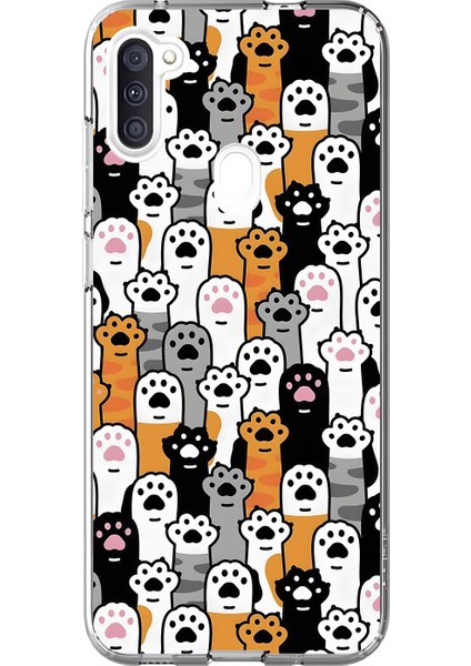 Samsung Galaxy A11 Uyumlu Şeffaf Kılıf Kedişler 3 Tasarımlı