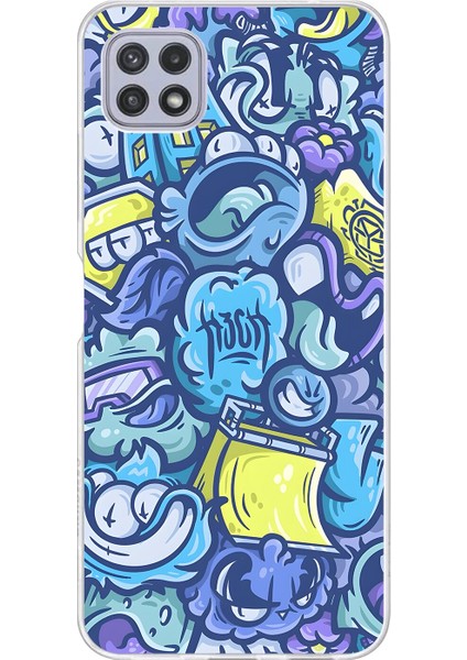 Samsung Galaxy A22 Uyumlu Şeffaf Kılıf Graffiti 9 Tasarımlı