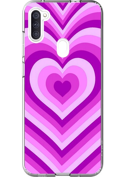 Samsung Galaxy A11 Uyumlu Şeffaf Kılıf Kalp 2 Tasarımlı
