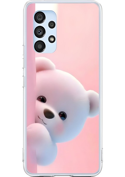 Samsung Galaxy A53 Uyumlu Şeffaf Kılıf 1 Peluş Ayıcık Tasarımlı
