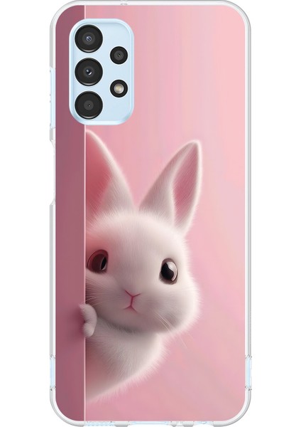 Samsung Galaxy A13 Uyumlu Şeffaf Kılıf 5 Peluş Tavşan Tasarımlı
