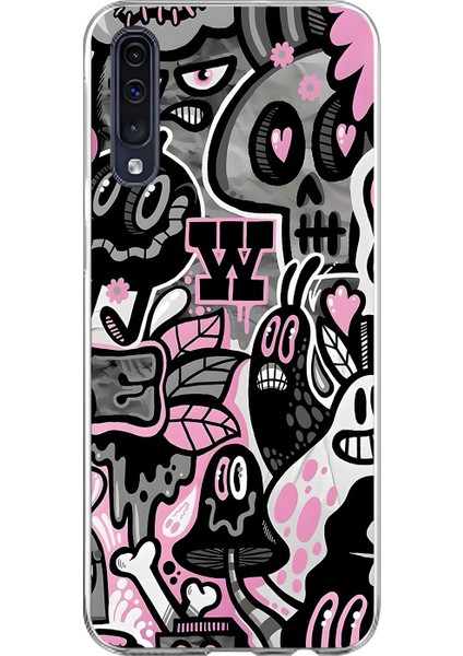 Samsung Galaxy A70 Uyumlu Şeffaf Kılıf Graffiti 10 Tasarımlı