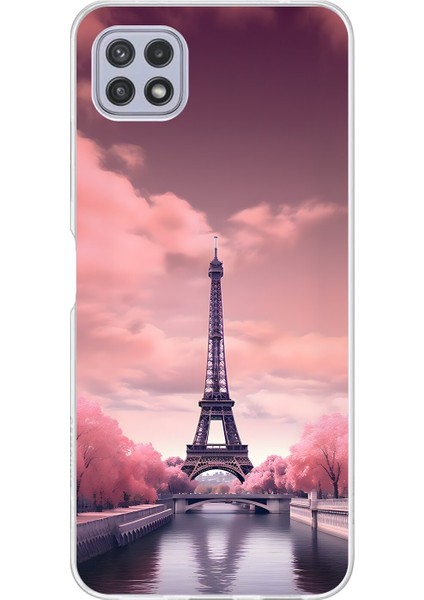 Samsung Galaxy A22 Uyumlu Şeffaf Kılıf Paris 3 Tasarımlı
