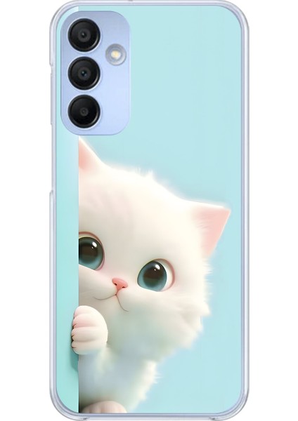 Samsung Galaxy A15 Uyumlu Şeffaf Kılıf 2 Peluş Kedi Tasarımlı