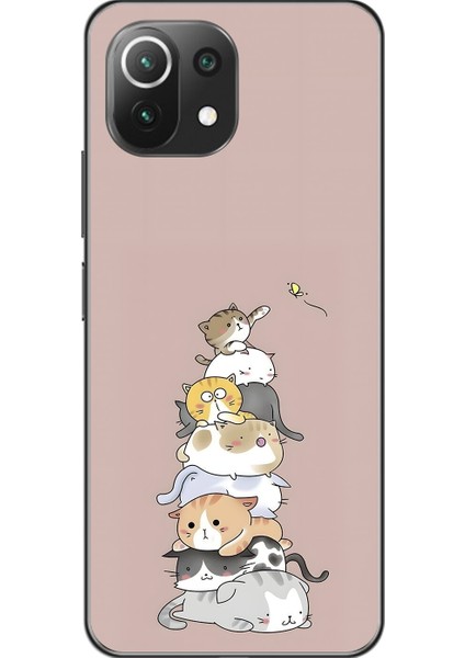 Xiaomi Mi 11 Lite Uyumlu Şeffaf Kılıf Kedişler 1 Tasarımlı