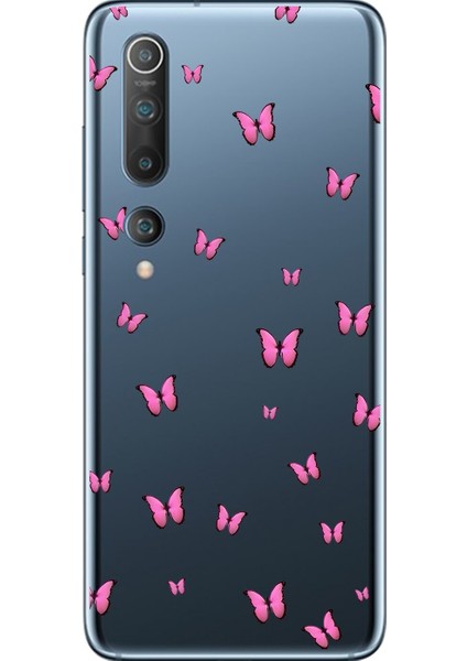 Xiaomi Mi 10 Uyumlu Şeffaf Kılıf Kelebek 2 Tasarımlı