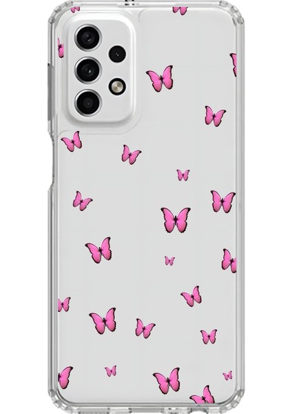 Samsung Galaxy A33 Uyumlu Şeffaf Kılıf Kelebek 2 Tasarımlı