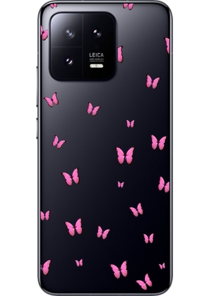 Xiaomi Mi 13 Uyumlu Şeffaf Kılıf Kelebek 2 Tasarımlı