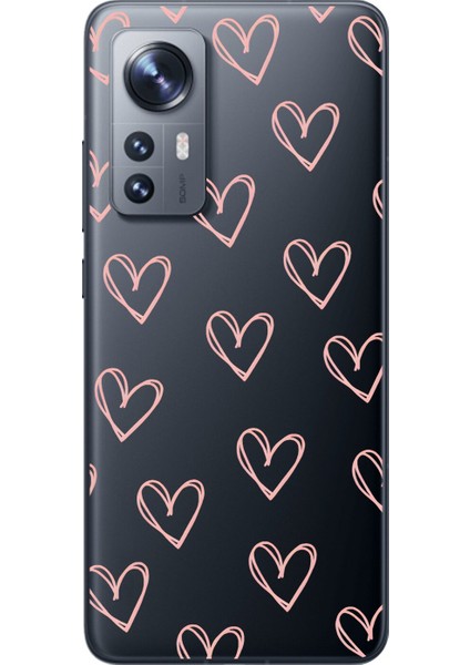 Xiaomi Mi 12 Uyumlu Şeffaf Kılıf Şeffaf Kalp 2 Tasarımlı