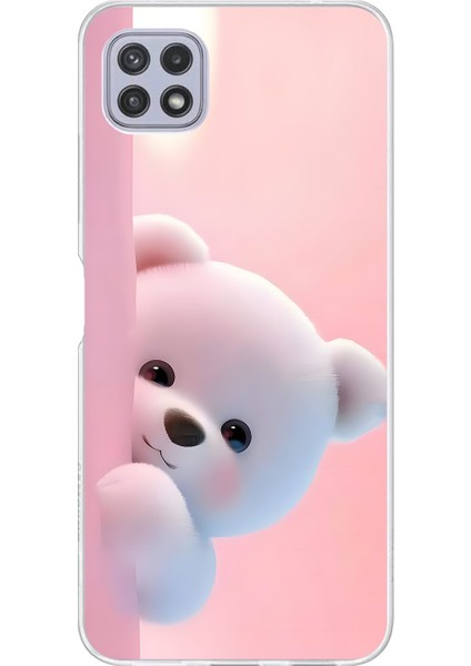 Samsung Galaxy A22 Uyumlu Şeffaf Kılıf 1 Peluş Ayıcık Tasarımlı