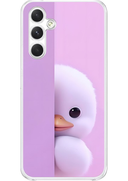 Samsung Galaxy A34 Uyumlu Şeffaf Kılıf 3 Peluş Ördek Tasarımlı