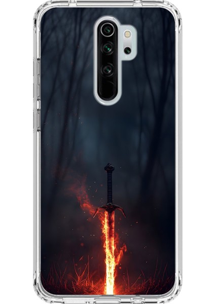 Xiaomi Redmi Note 8 Pro Uyumlu Şeffaf Kılıf Kılıç Tasarımlı