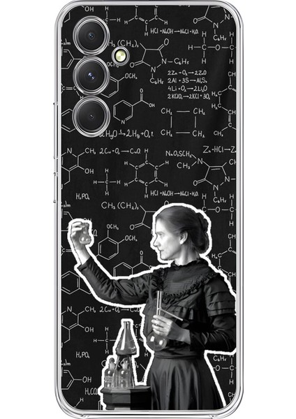 Samsung Galaxy A54 Uyumlu Şeffaf Kılıf Marie Curie Tasarımlı